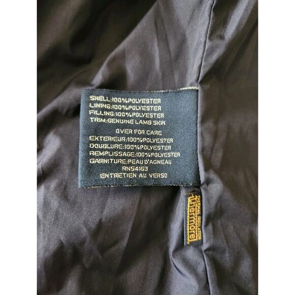 Cole Haan Quilted Coat Black Belted Trench Jacket W/ Lamb Skin Trim Women's L - Picture 5 of 9